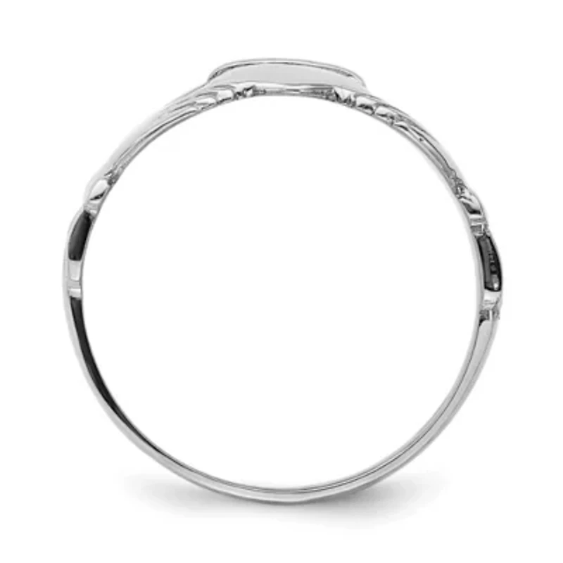 14K White Gold Polished Claddagh Ring