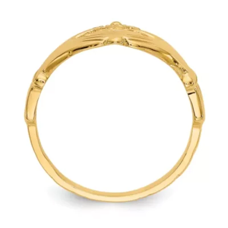 14K Yellow Gold Polished Claddagh Ring