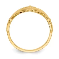 14K Yellow Gold Polished Claddagh Ring