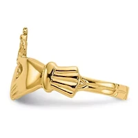 14K Yellow Gold Polished Claddagh Ring