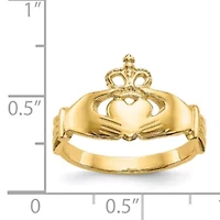 14K Yellow Gold Polished Claddagh Ring
