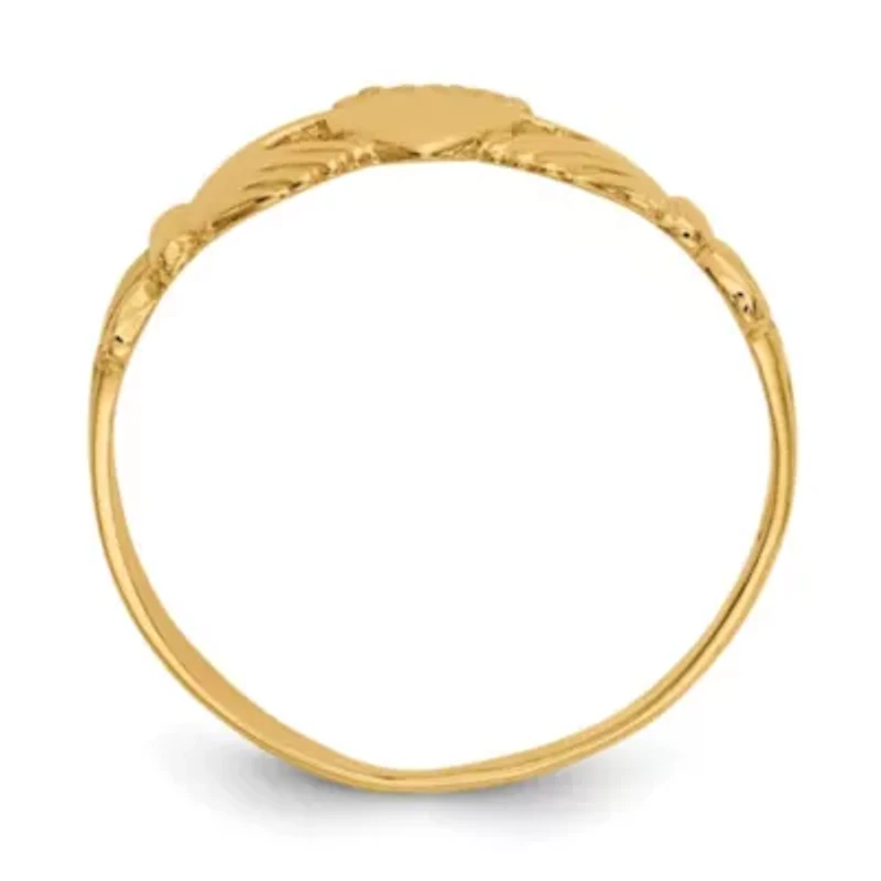 14K Yellow Gold Polished Ladies Claddagh Ring