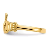 14K Yellow Gold Polished Ladies Claddagh Ring