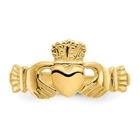 14K Yellow Gold Polished Ladies Claddagh Ring