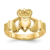 14K Yellow Gold Polished Claddagh Ring