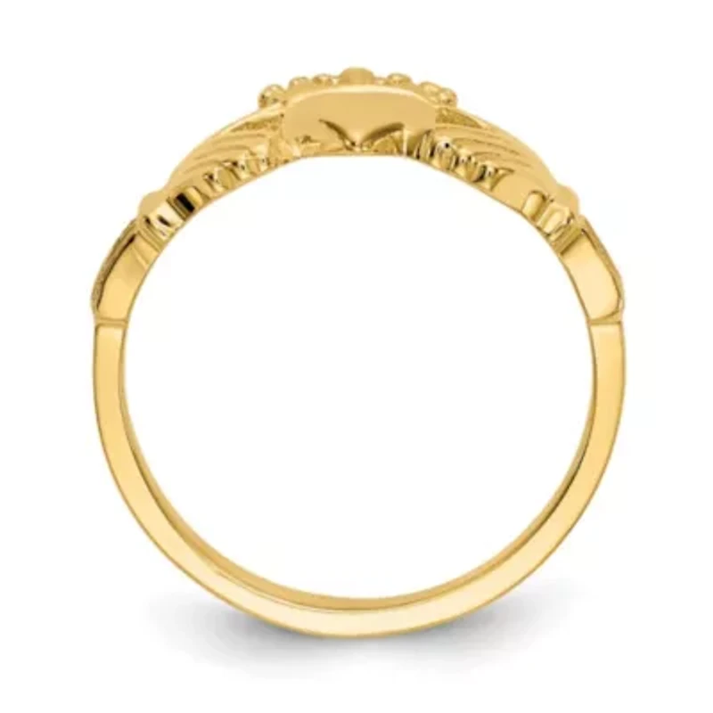 14K Yellow Gold Polished Claddagh Ring