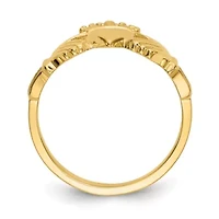 14K Yellow Gold Polished Claddagh Ring