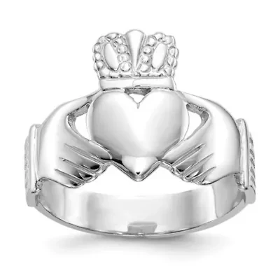 14K White Gold Men's Claddagh Ring