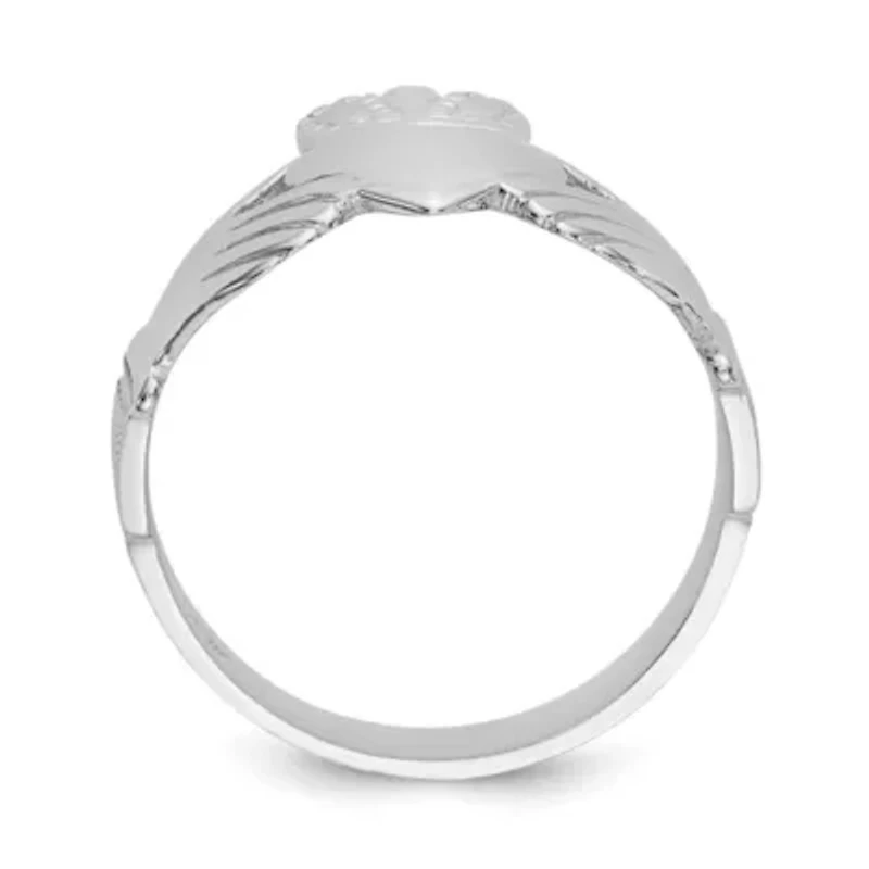 14K White Gold Men's Claddagh Ring