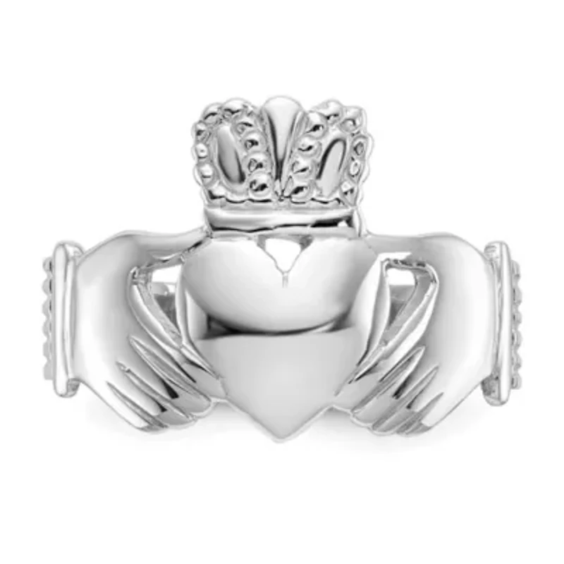 14K White Gold Men's Claddagh Ring