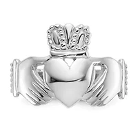 14K White Gold Men's Claddagh Ring