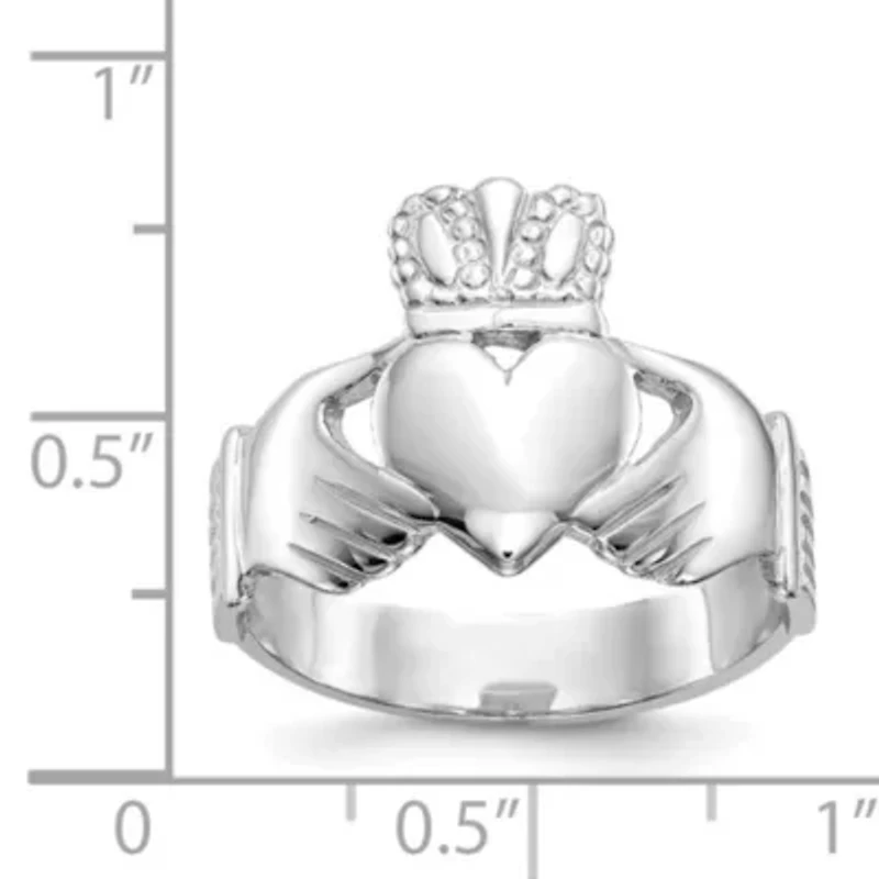 14K White Gold Men's Claddagh Ring