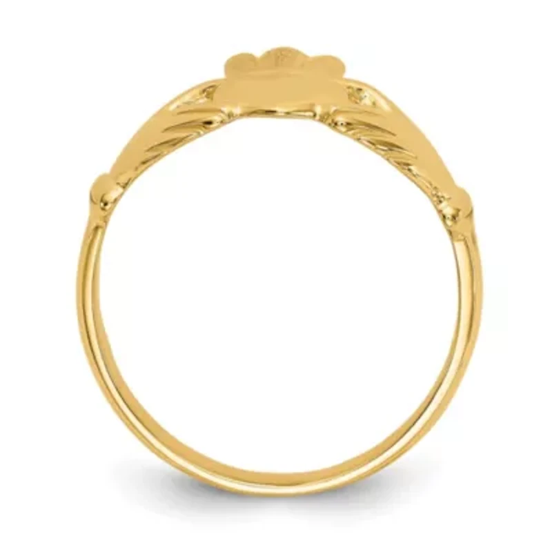14K Yellow Gold Polished Claddagh Ring