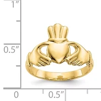 14K Yellow Gold Polished Claddagh Ring