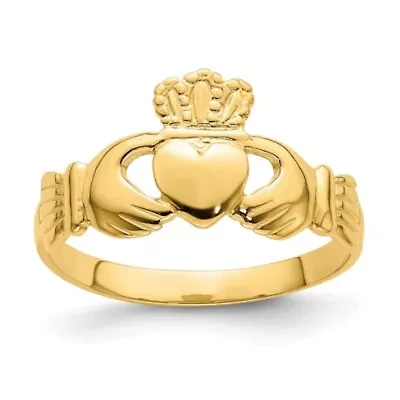 14K Yellow Gold Polished Claddagh Ring