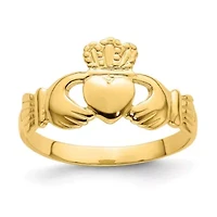 14K Yellow Gold Polished Claddagh Ring