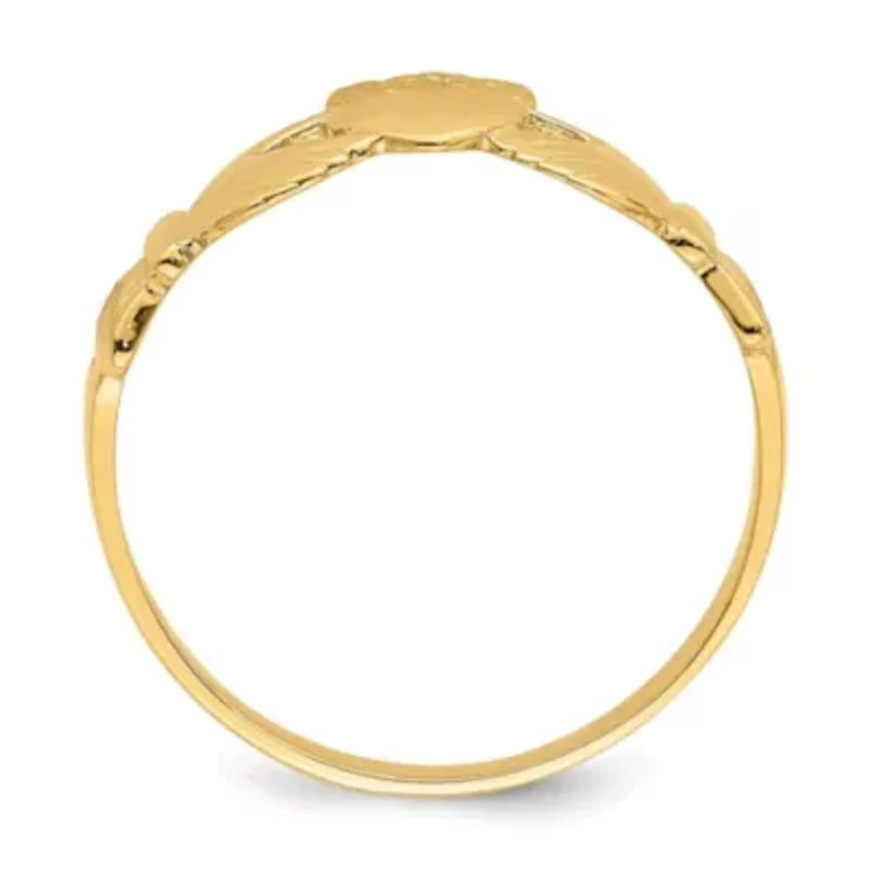 14K Yellow Gold Polished Claddagh Ring