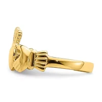 14K Yellow Gold Polished Claddagh Ring