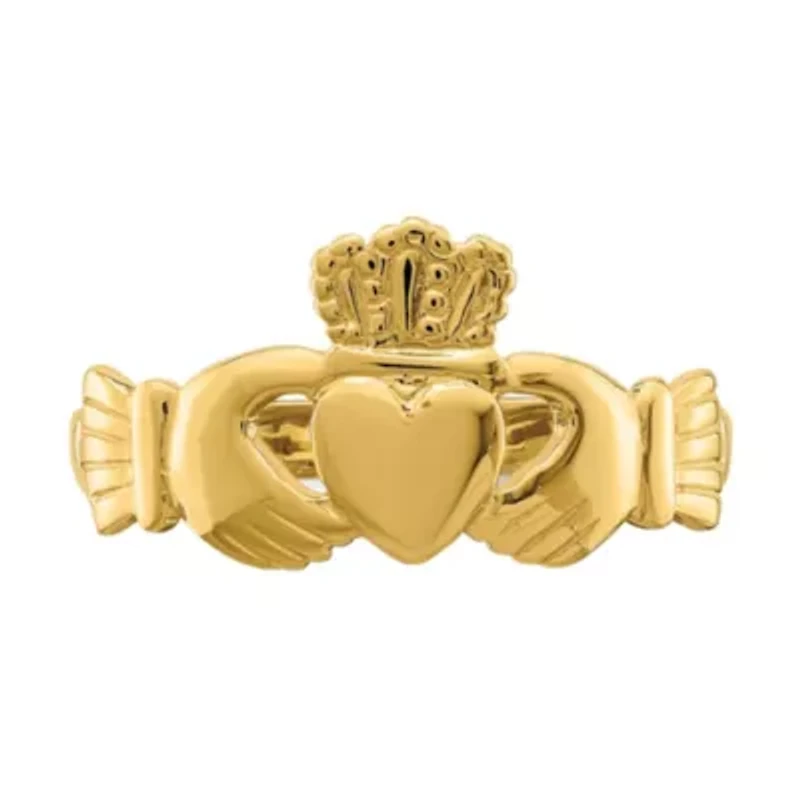 14K Yellow Gold Polished Claddagh Ring