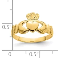 14K Yellow Gold Polished Claddagh Ring