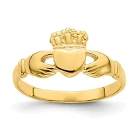14K Yellow Gold Polished Claddagh Ring