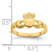 14K Yellow Gold Polished Claddagh Ring