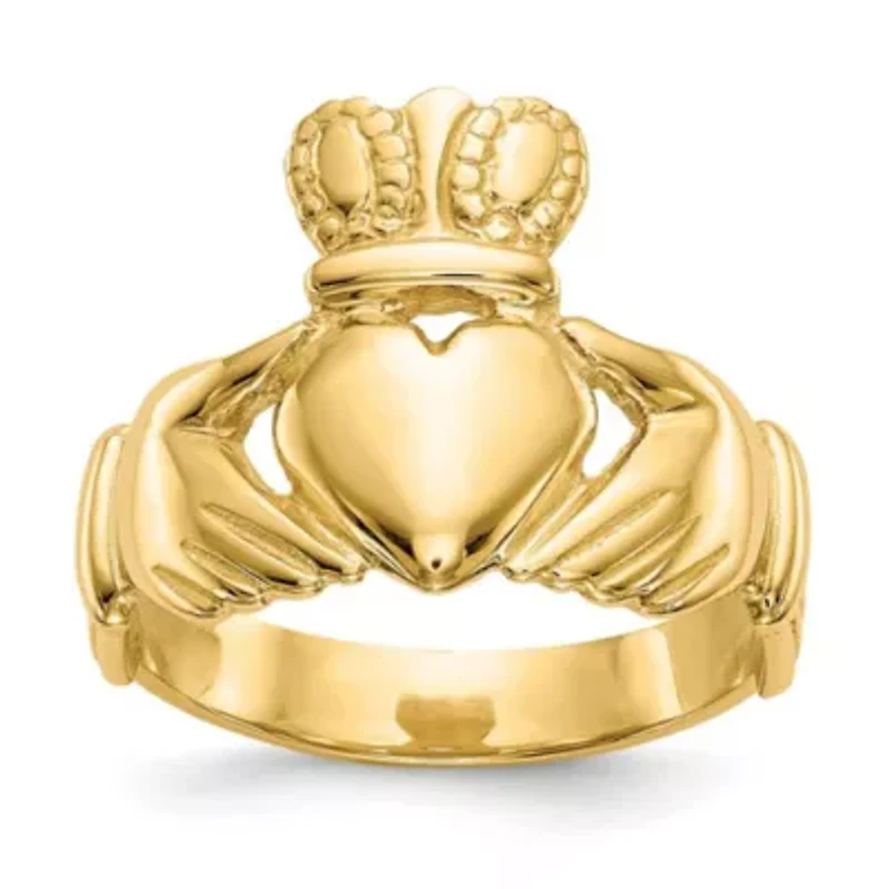 14K Yellow Gold Men's Claddagh Ring