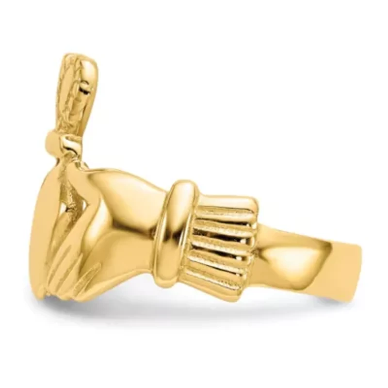 14K Yellow Gold Men's Claddagh Ring