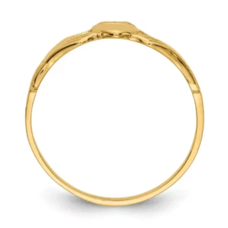 14K Yellow Gold Polished Ladies Claddagh Ring