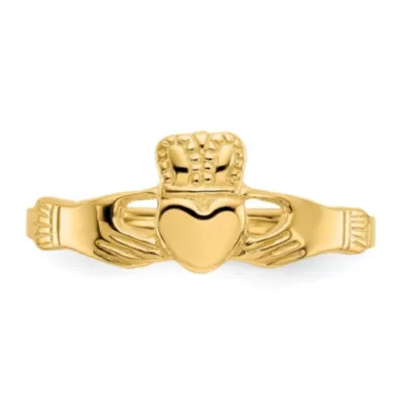 14K Yellow Gold Polished Ladies Claddagh Ring