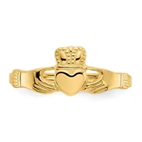 14K Yellow Gold Polished Ladies Claddagh Ring
