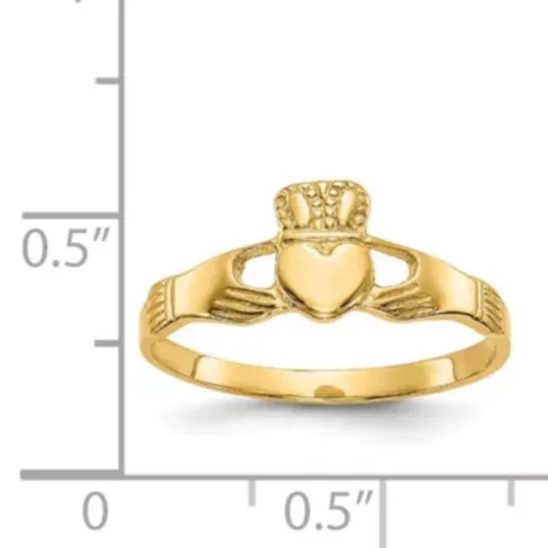 14K Yellow Gold Polished Ladies Claddagh Ring