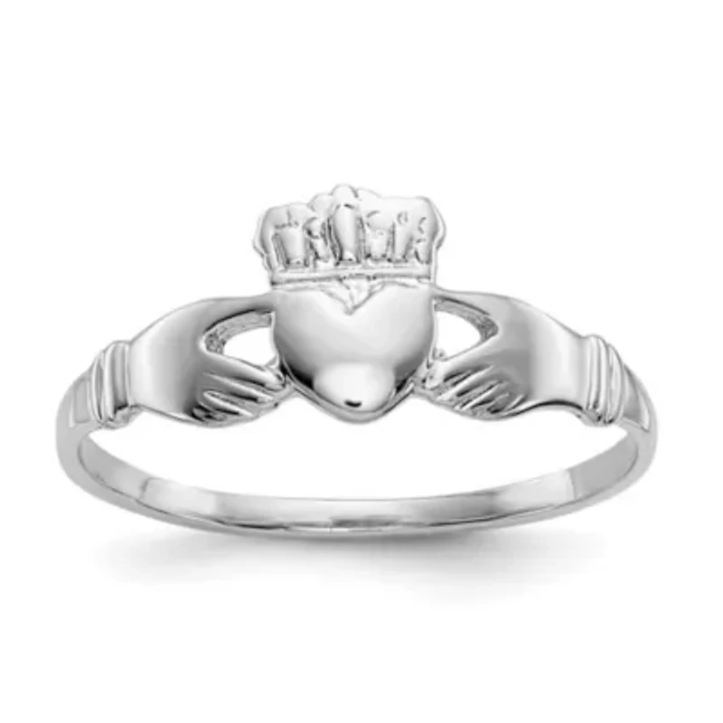 14K White Gold Ladies Claddagh Ring