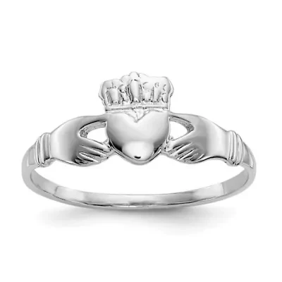 14K White Gold Ladies Claddagh Ring