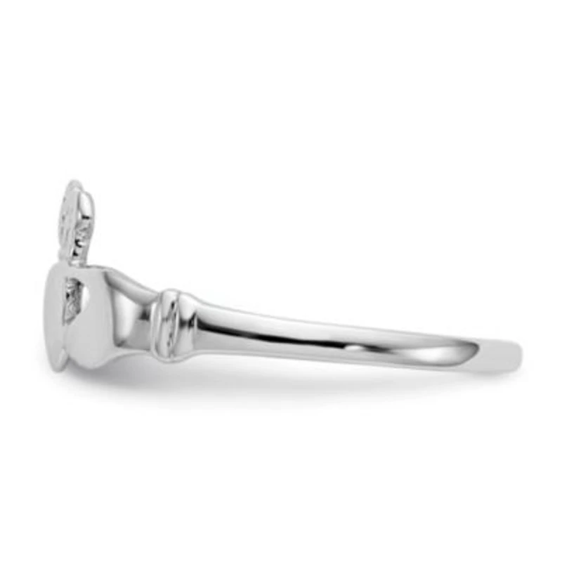 14K White Gold Ladies Claddagh Ring