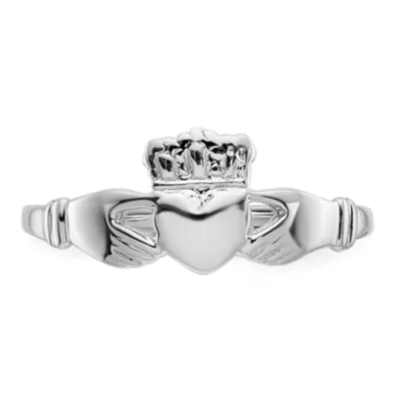 14K White Gold Ladies Claddagh Ring