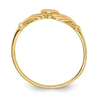 14K Yellow Gold Polished and Satin Claddagh Ring