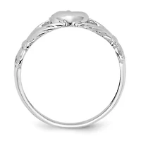 14K White Gold Polished Claddagh Ring