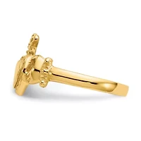 14K Yellow Gold Polished Ladies Claddagh Ring
