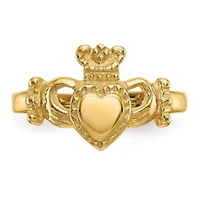 14K Yellow Gold Polished Ladies Claddagh Ring