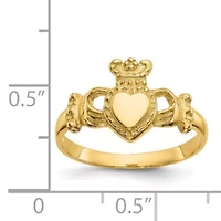 14K Yellow Gold Polished Ladies Claddagh Ring