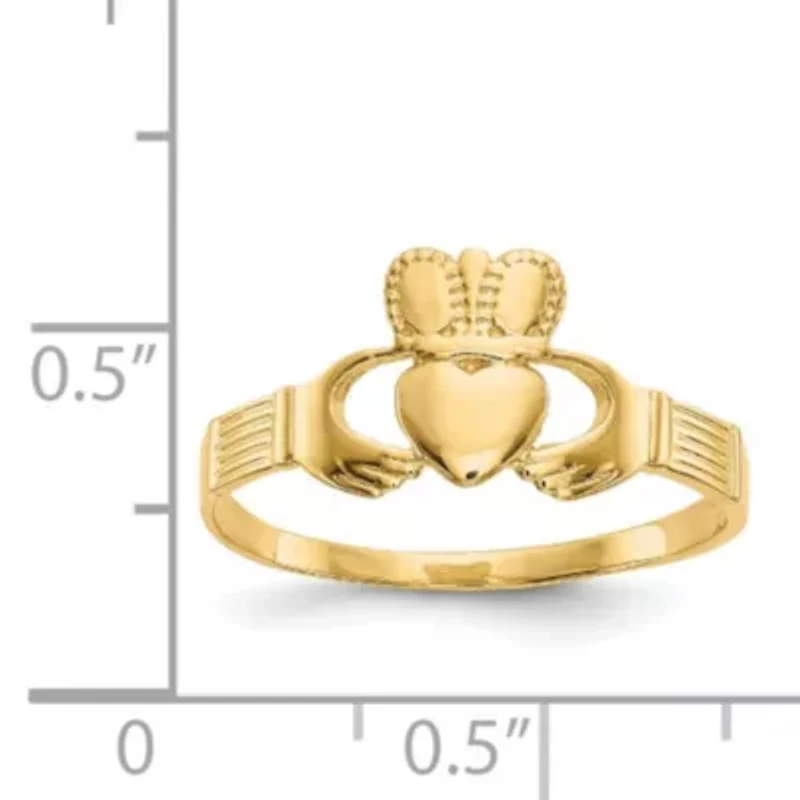 14K Yellow Gold Ladies Claddagh Ring