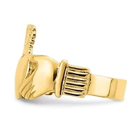 14K Yellow Gold Polished Claddagh Ring