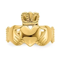 14K Yellow Gold Polished Claddagh Ring