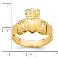 14K Yellow Gold Polished Claddagh Ring