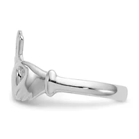14K White Gold Polished Claddagh Ring