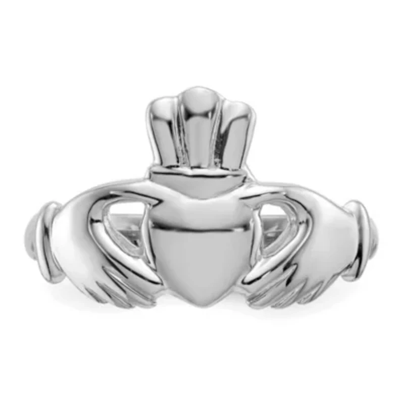 14K White Gold Polished Claddagh Ring
