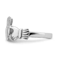 14K White Gold Polished Claddagh Ring