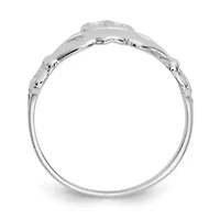 14K White Gold Polished Claddagh Ring