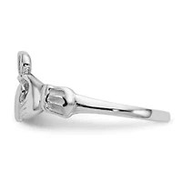 14K White Gold Polished Claddagh Ring